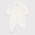 Petit Bateau | Babypyjama met hartjes en fleurig kraagje