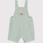 Petit Bateau Gestreepte Korte Salopette Van Katoen/Linnen Voor Baby's - Groen Gestreept