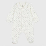 Petit Bateau Fluwelen Babypyjama Met Kraag En Hartjesprint