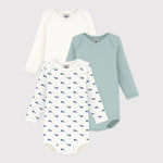 Petit Bateau 3 Bodies Amerikaanse Hals Lange Mouwen - Multicolor