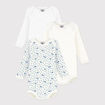 Petit Bateau 3 Bodies Amerikaanse Hals Lange Mouwen - Multicolor