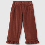 Laranjinha Ribfluwelen Broek Met Ruches - Bordeaux