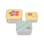 Lässig Snackbox aus Edelstahl, 3-teiliges Set – Happy Trails Flower