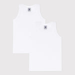 Petit Bateau Set Van 2 Witte Onderhemdjes Zonder Mouwen Voor Jongens