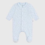 Petit Bateau Fluwelen Baby Pyjama Met Kraag en Sterretjes - Blauw