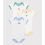 Petit Bateau Set Van 3 Katoenen Rompers Met Korte Mouwen En Dierenprint