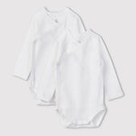 Set van 2 overslag body’s met lange mouwen Petit Bateau wit