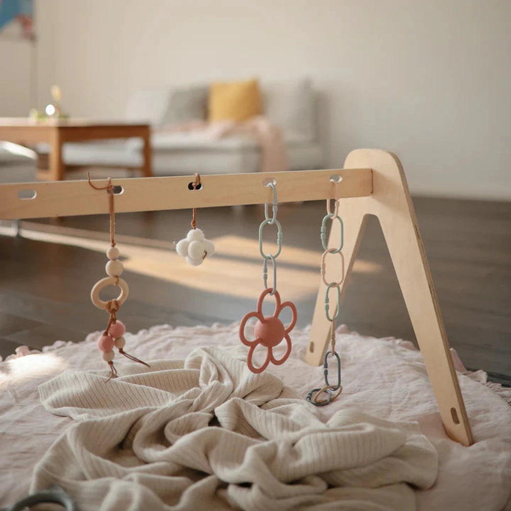 Mushie Daisy Rattle Bijtring - Dusty Rose