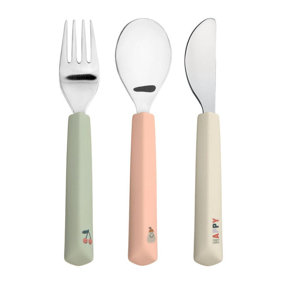Lässig Children's Cutlery with Silicone Grip - Happy Fruits Cherry