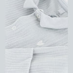 Petit Bateau Effen Fluwelen Babypyjama Met Kraag En Geborduurd Hartje