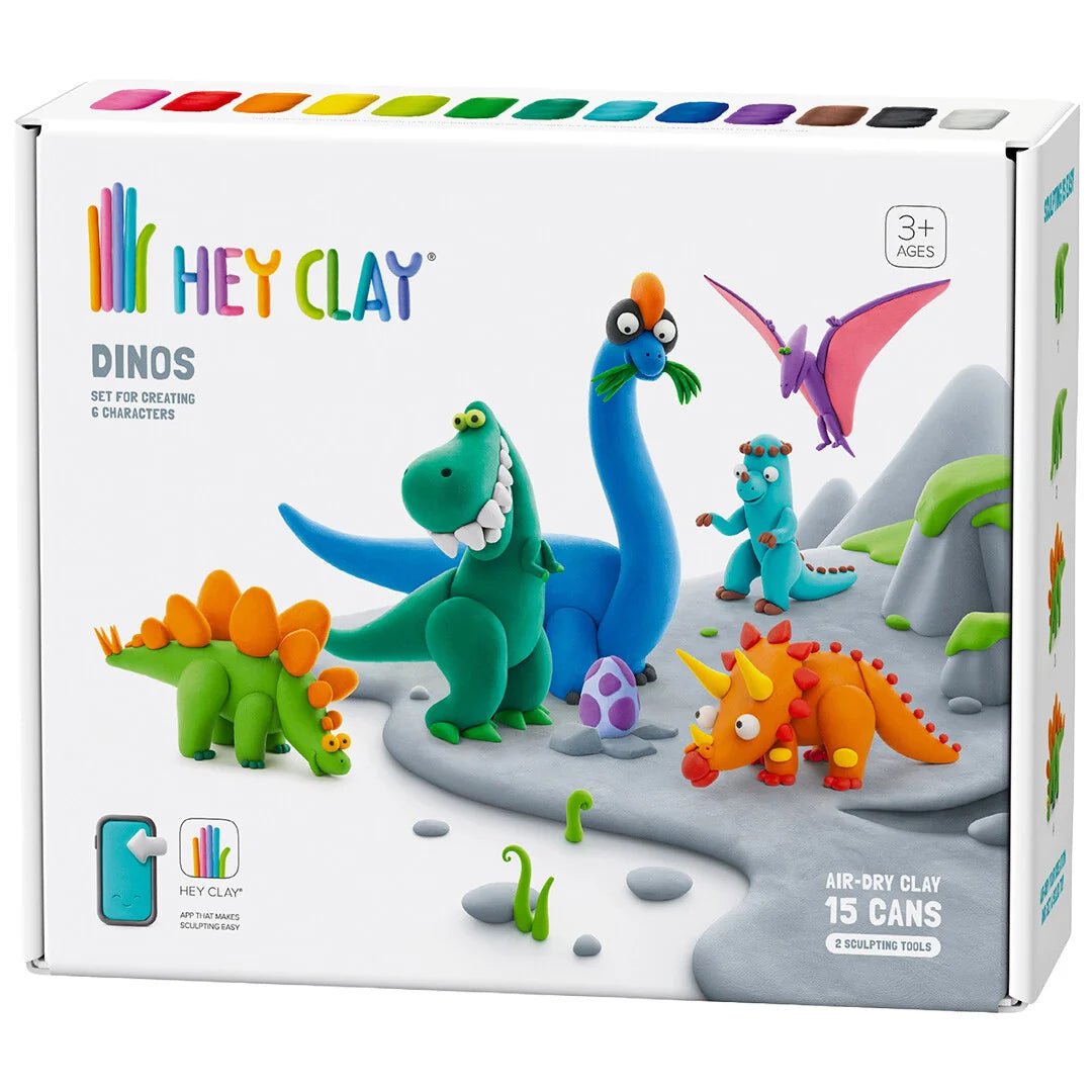 Hey Clay Selbsthärtender Ton Dino - 15 Töpfchen