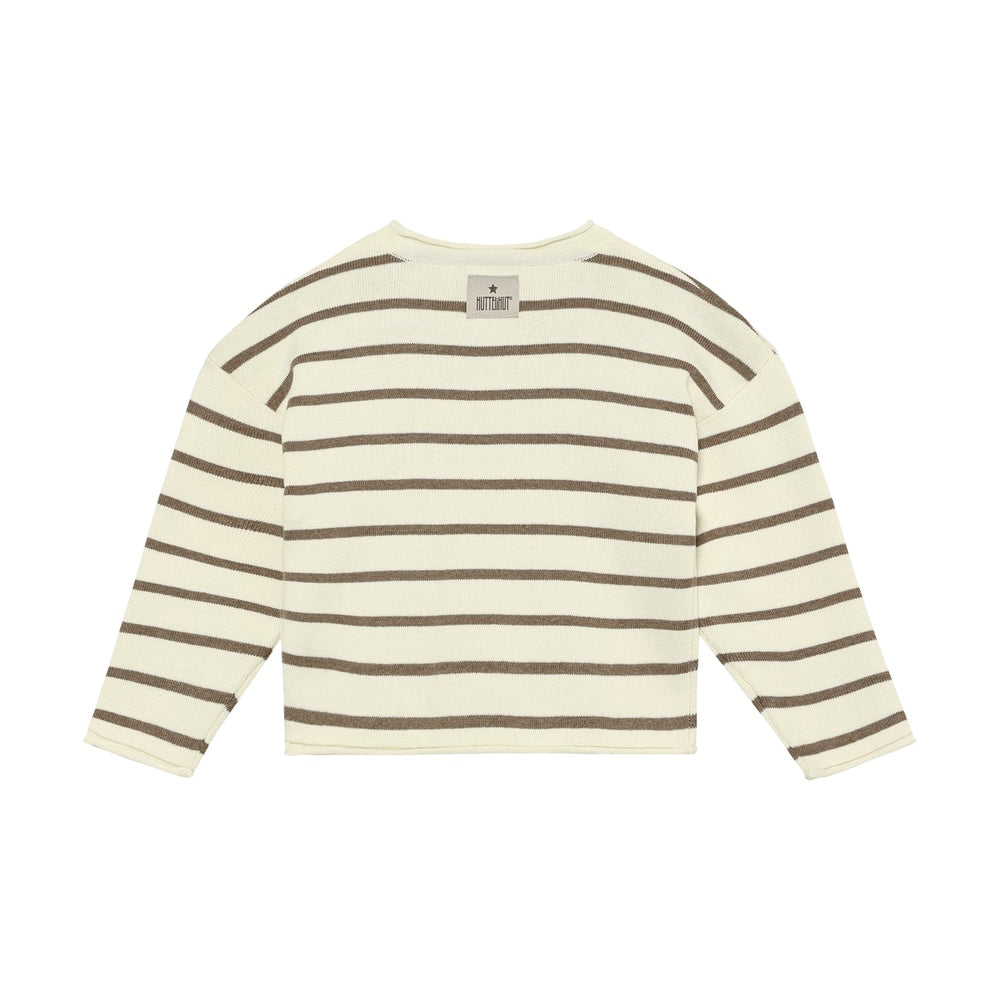 Huttelihut Gebreide Pullover met Strepen – Comfortabel Kindertruitje – Brown