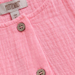 Huttelihut Muslin Jurk met Korte Mouwen – Luchtige Kinderjurk – Pink