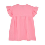 Huttelihut Muslin Jurk met Korte Mouwen – Luchtige Kinderjurk – Pink
