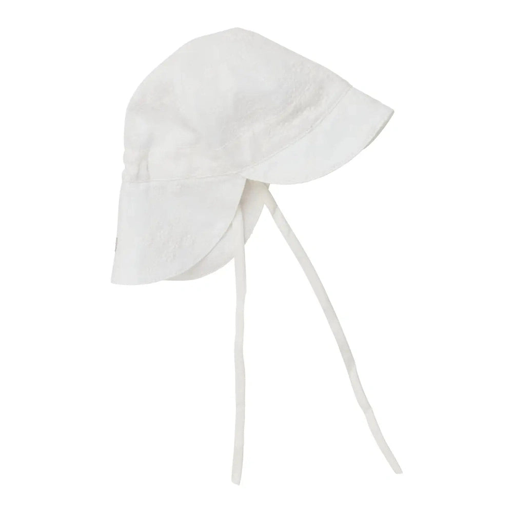 Huttelihut Geborduurd Zomerhoedje – Schattig Babyzonnehoedje – White