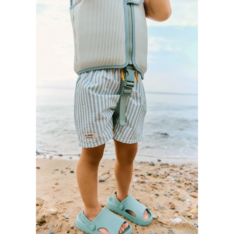 Liewood Duke Gestreepte Boardshort / Zwemshort Voor Kinderen - Stripe Peppermint / Crisp White