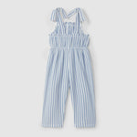 Laranjinha Gestreepte Katoenen Tuinbroek Voor Kinderen - Medium Blue