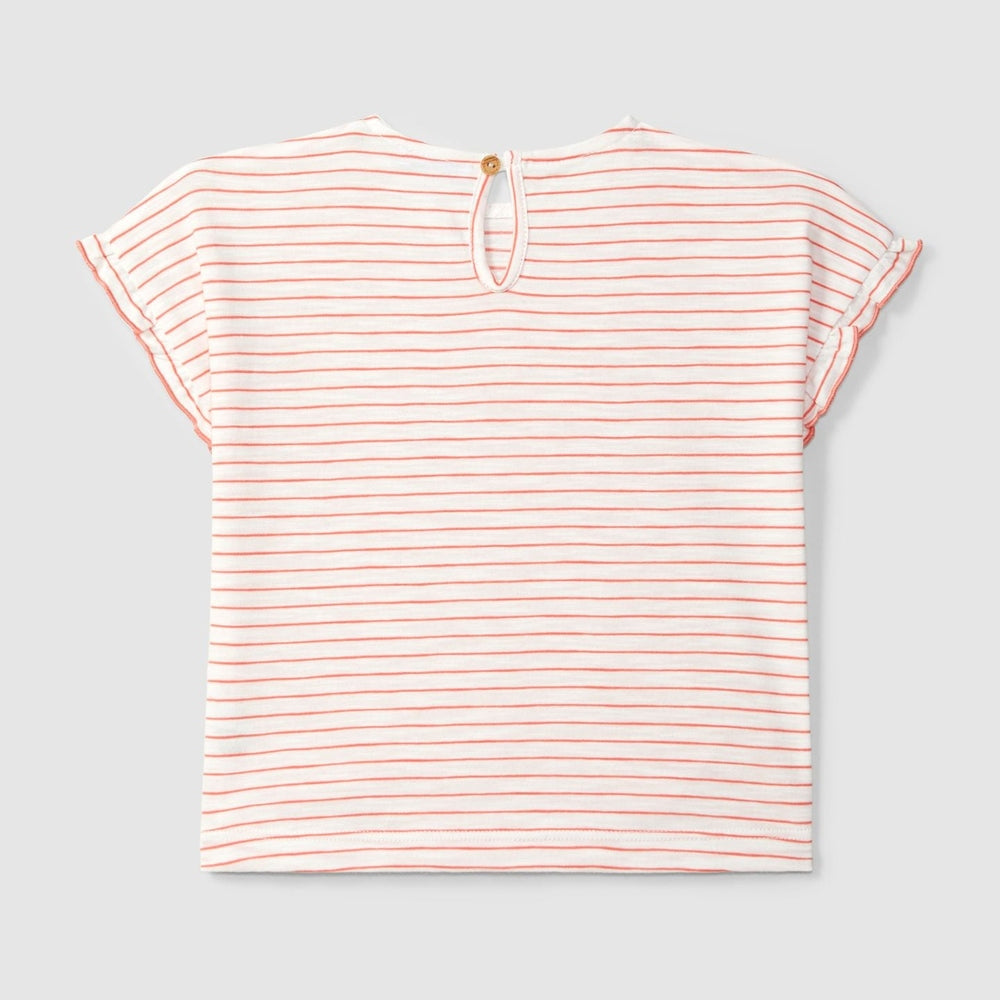Laranjinha Katoenen T-Shirt Met Bloem Voor Kinderen - Raspberry