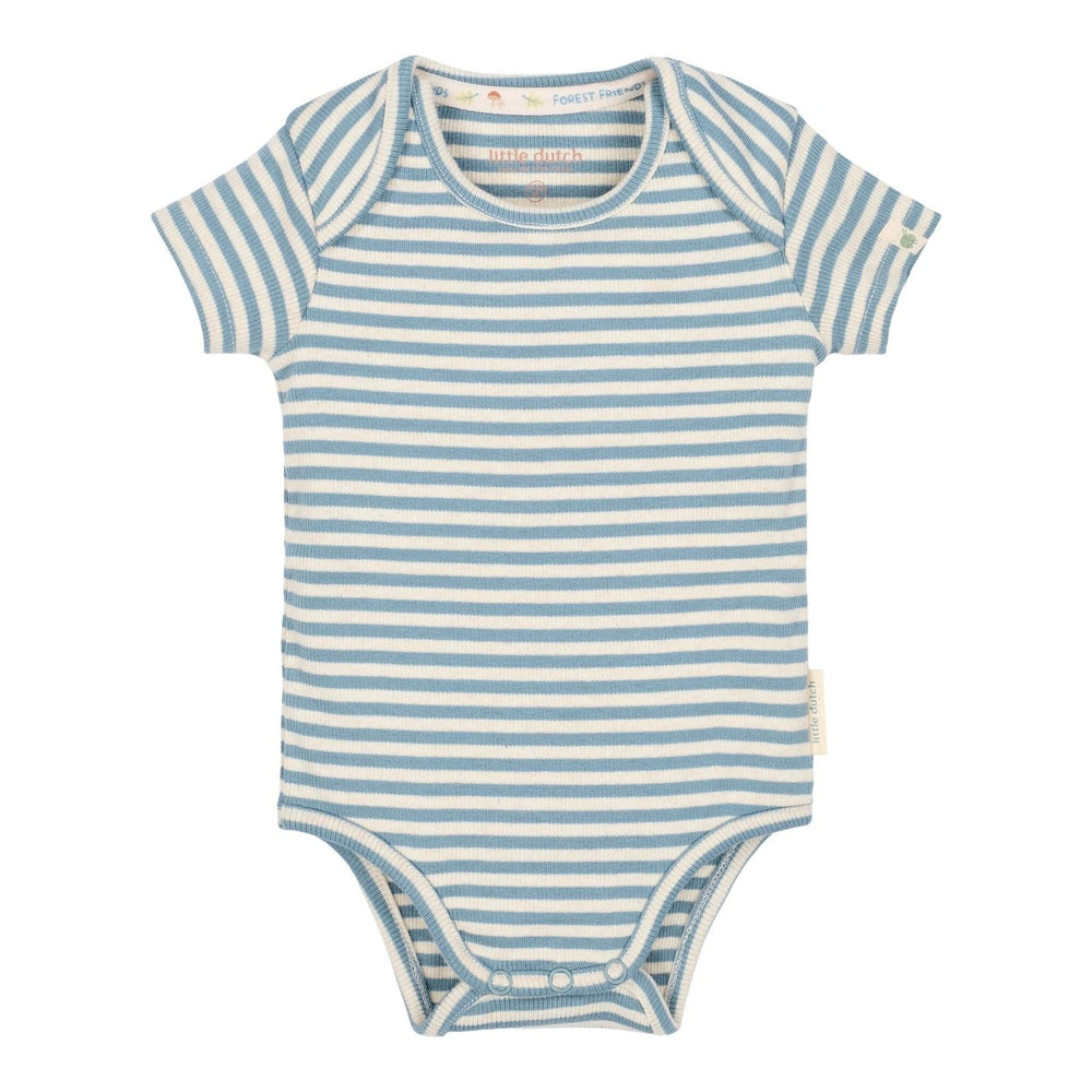 Little Dutch Romper korte mouw blauw Stone Blue stripe