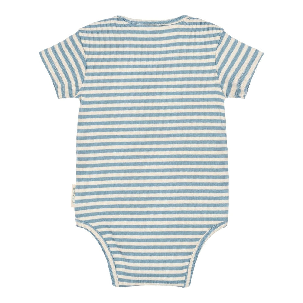 Little Dutch Romper korte mouw blauw Stone Blue stripe