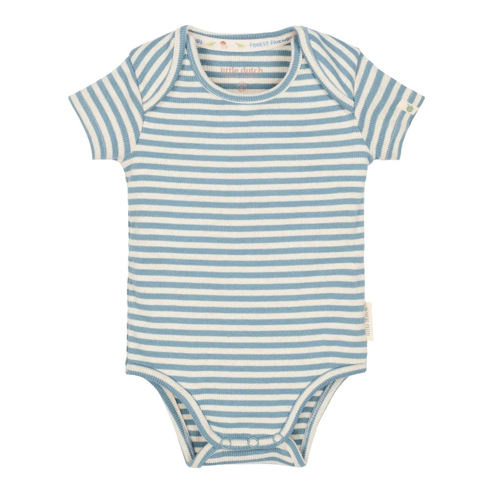 Little Dutch Romper korte mouw blauw Stone Blue stripe