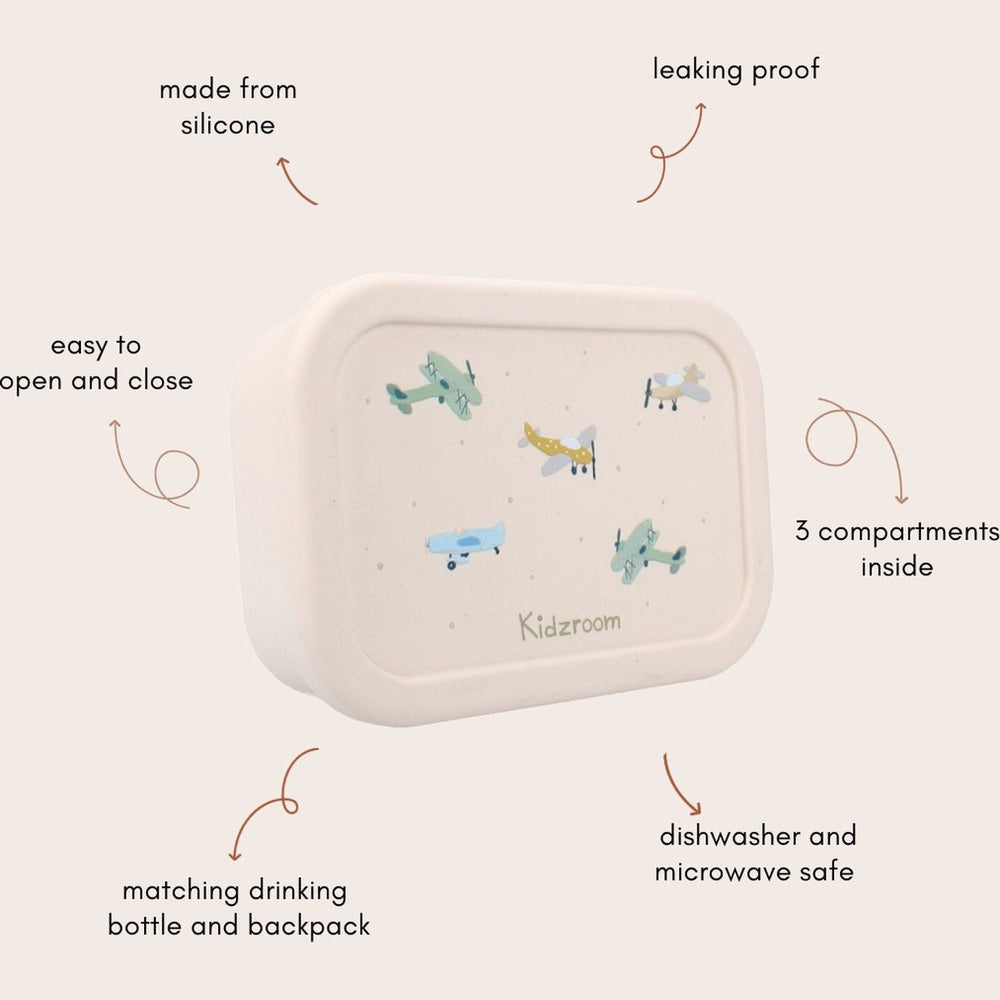 Kidzroom Lunchbox Small Talk Vliegtuigen - Beige