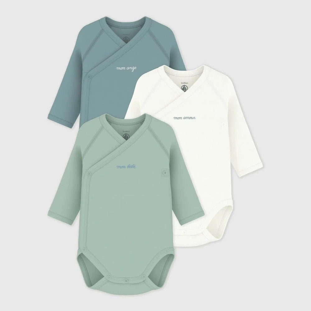 Petit Bateau | Set van katoenen babyrompertjes met lange mouwen en print