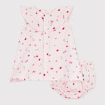 Petit Bateau | Katoenen babyjurkje met bloemenprint en pofbroekje