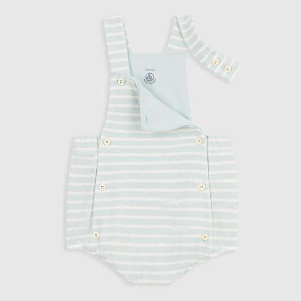Petit Bateau | Gestreept babyspeelpakje van katoenen badstof