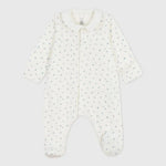 Petit Bateau | Fluwelen babypyjama met kraag en hartjesprint
