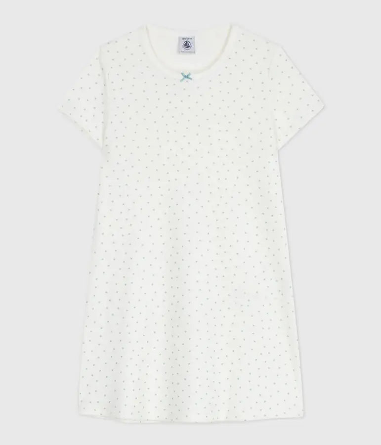 Petit Bateau | Katoenen nachthemd met korte mouwen en hartjesprint voor kinderen