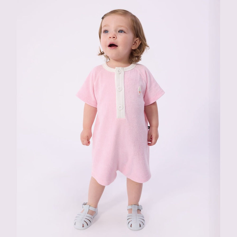 Petit Bateau Kort pakje van effen katoen voor baby's - Roze