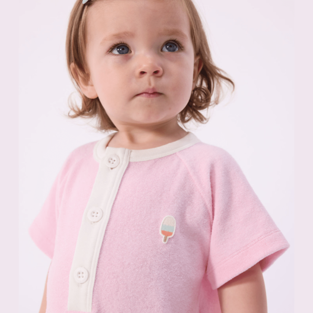 Petit Bateau Kort pakje van effen katoen voor baby's - Roze
