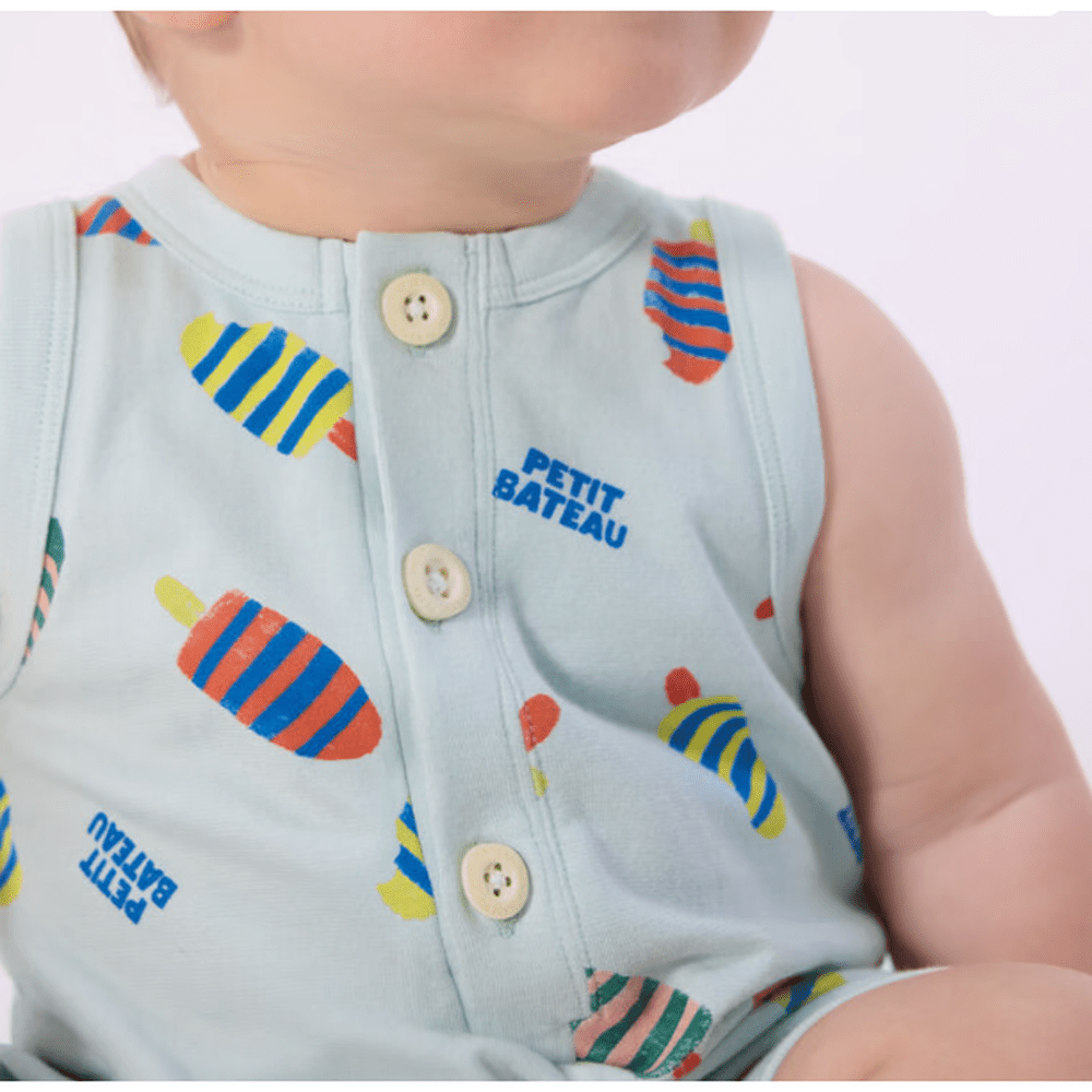 Petit Bateau Kort babypakje van katoen met ijsjesprint