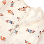 Lässig Kinderzwempak met Korte Mouwen UV-bescherming - Beige met hondjesprint