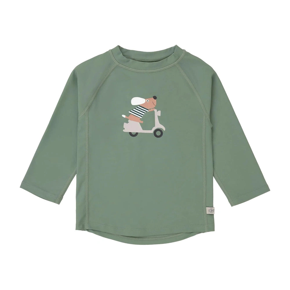 Lässig UV-shirt voor Kinderen met Lange Mouwen - Groen met hond