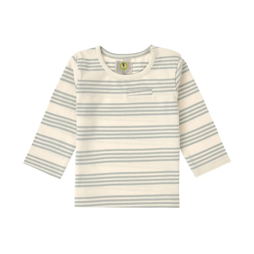 Lässig Baby Shirt met Lange Mouwen - Biologisch Katoen, Granietgroene Strepen