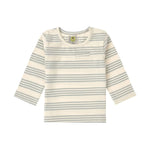 Lässig Baby Shirt met Lange Mouwen - Biologisch Katoen, Granietgroene Strepen