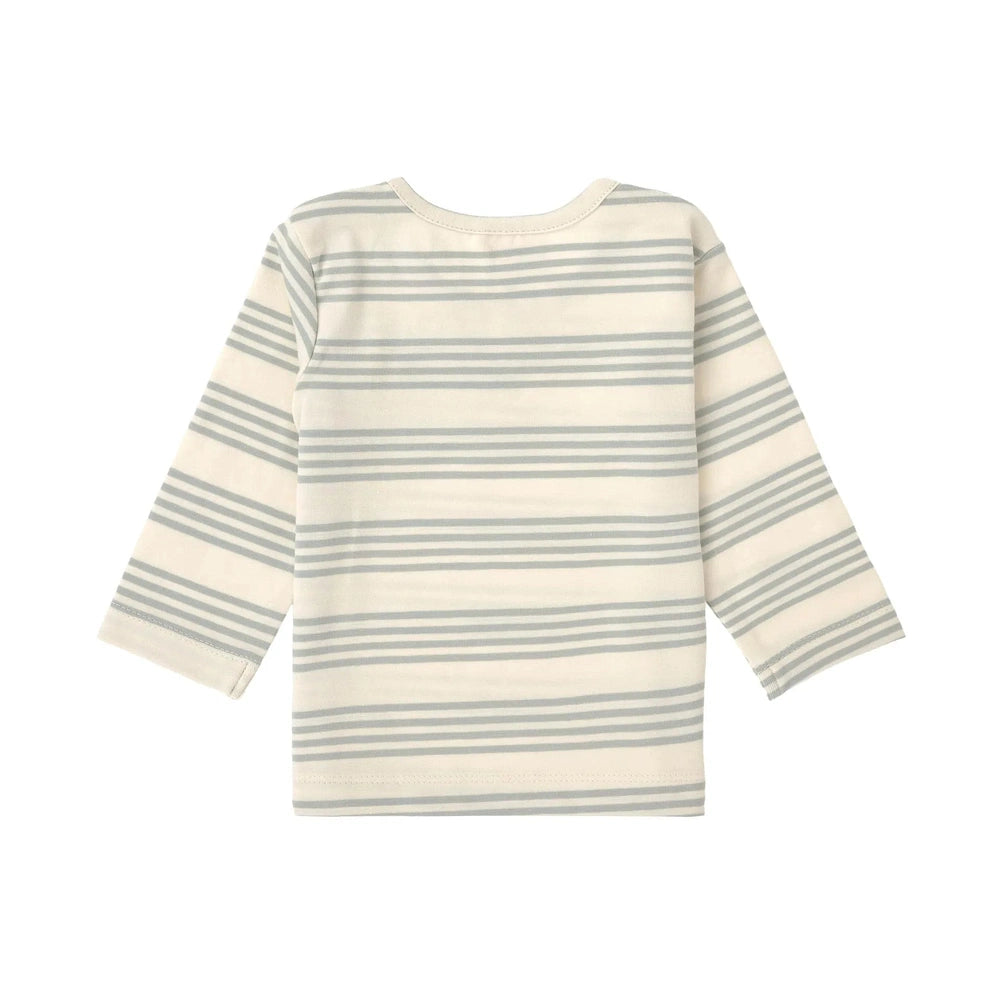 Lässig Baby Shirt met Lange Mouwen - Biologisch Katoen, Granietgroene Strepen