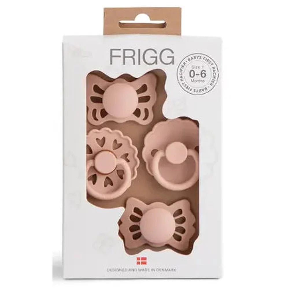 Frigg Baby’s Eerste Fopspeentjes Pakket Van 4 Floral Heart 0-6 maanden - Blush