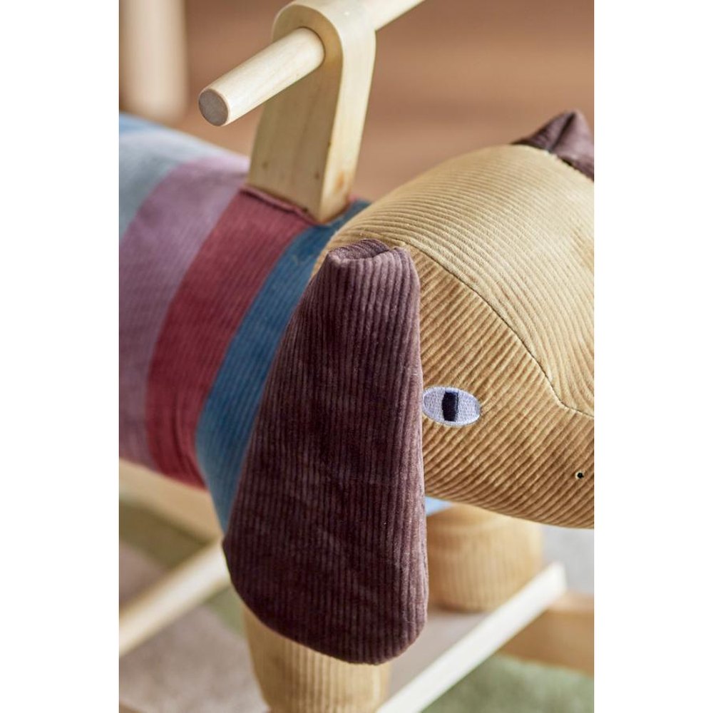 Bloomingville Mini Charlie schommelspeeltje hond polyester - meerkleurig