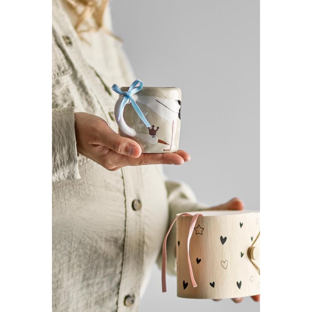 Bloomingville MINI Bambino Cup in Steengoed - Opdruk Ooievaar