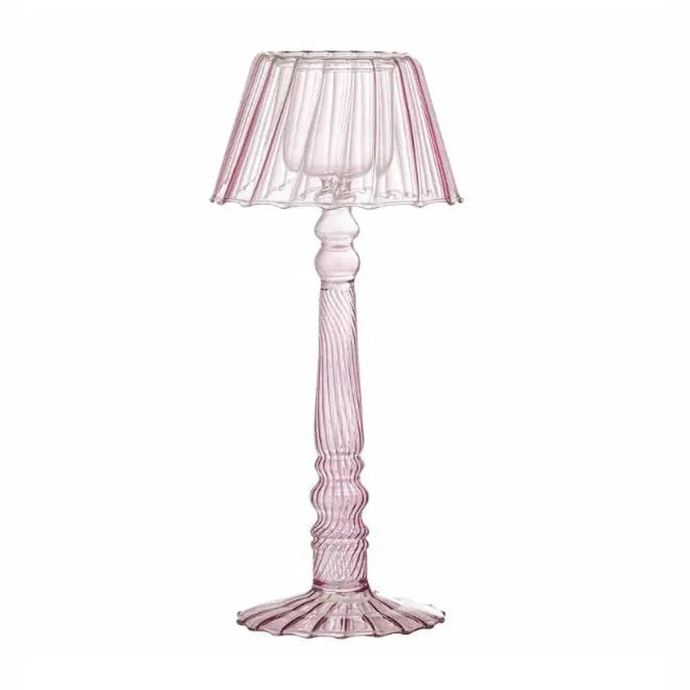 Bloomingville Cisco Glazen Kaarslichthouder - Roze