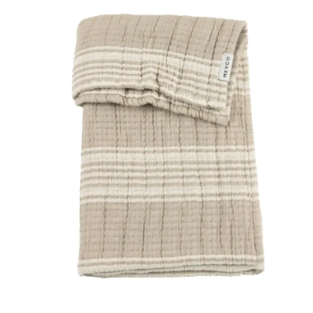 Couverture Meyco pour lit bébé en jacquard hydrophile à rayures sable