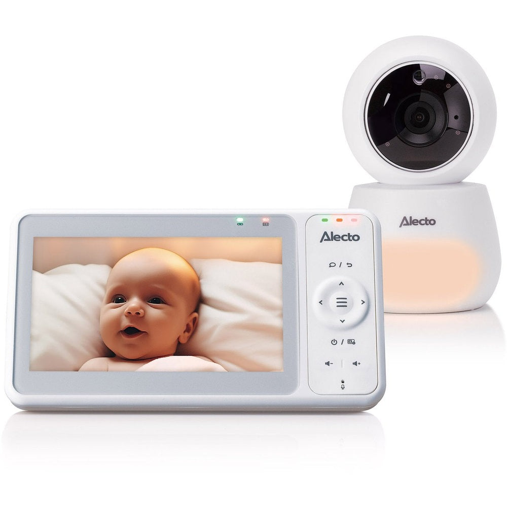 Alecto Babyfoon met Camera - Pro Collection - HD Camera - Groot 5 inch Scherm - Op afstand bestuurbaar - Uitbreidbaar tot 4 camera's - Nachtlampje - DVM2050 - Wit