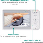Alecto Babyfoon met Camera - Pro Collection - HD Camera - Groot 5 inch Scherm - Op afstand bestuurbaar - Uitbreidbaar tot 4 camera's - Nachtlampje - DVM2050 - Wit