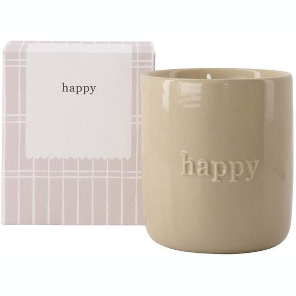 Zusss Geurkaars Keramiek In Doosje Happy - Wit Zand