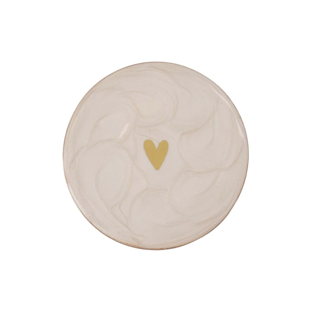 Zusss Onderzetters Parelmoer Hartje - Wit/Goud set van 4