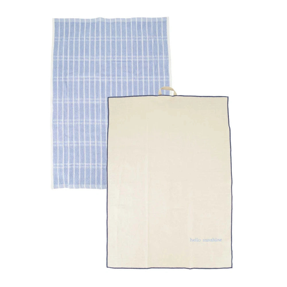 Zusss Keukenset Ruit Hello Sunshine / Grijsblauw/Zand