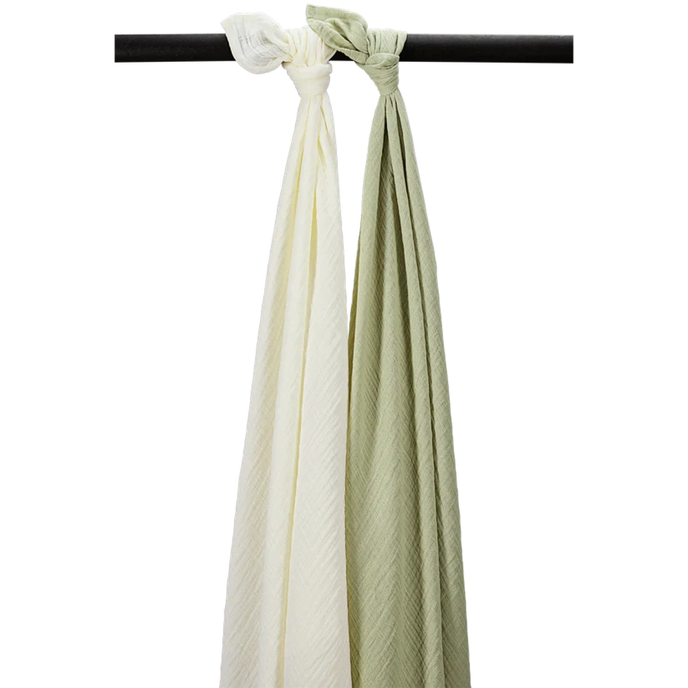 Meyco Hydrofiele Doeken Pre-washed 120x120cm - 2-pack - Natural/Soft Olive